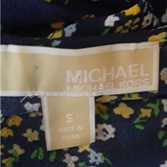 Michael Kors Poppy Ikat Kimono Top - Size Small Taxi Yellow Floral Cold Shoulder - Picture 6 of 9